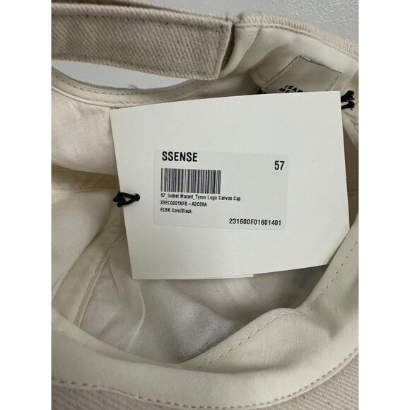 ISABEL MARANT Tyron Logo-Embroidered Cotton-Twill  Baseball Cap In Ecru Black  5 - Picture 5 of 8